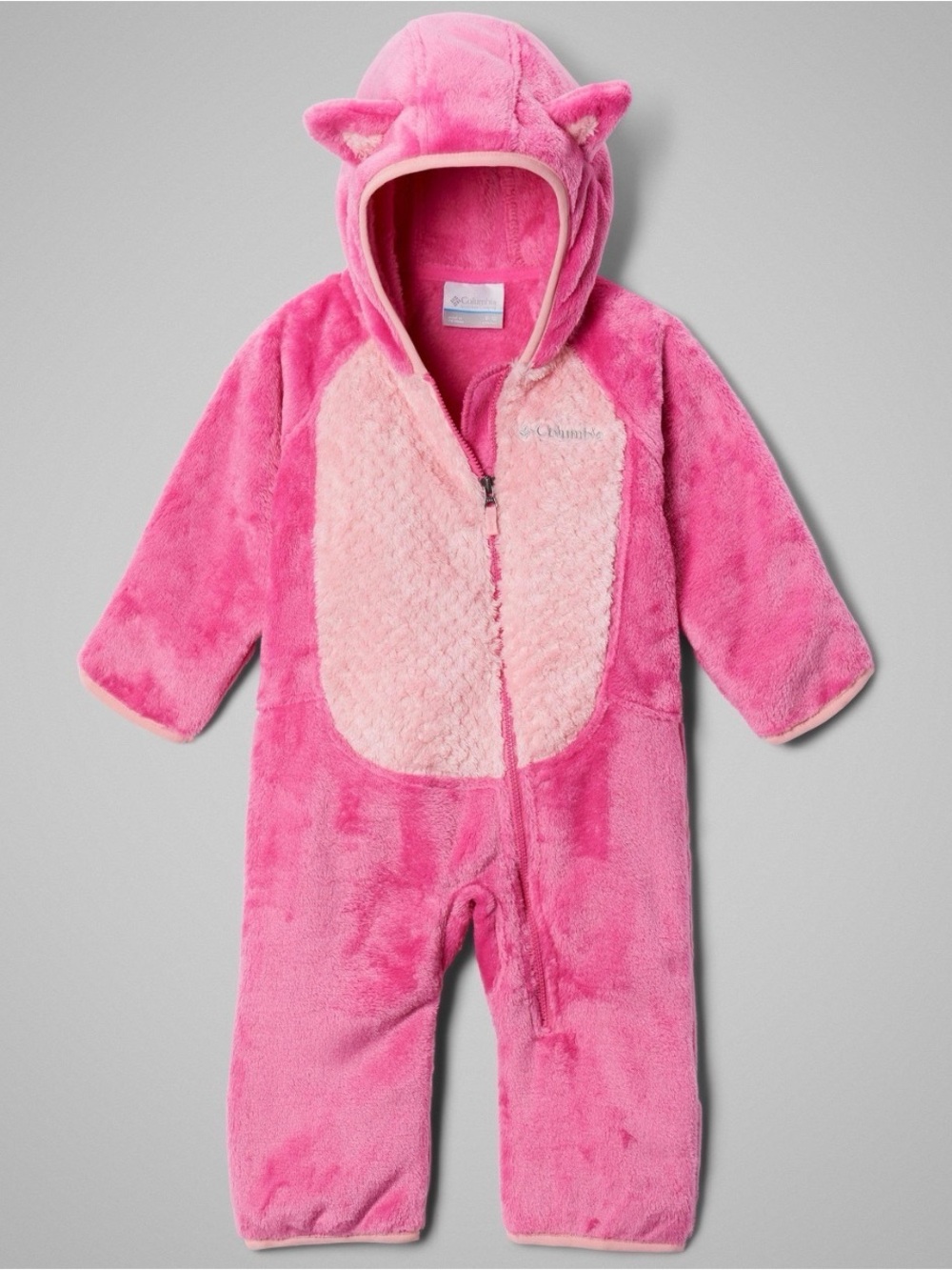 Columbia baby Pink Plush Hooded One-Piece fleece bunting size 3-6 months